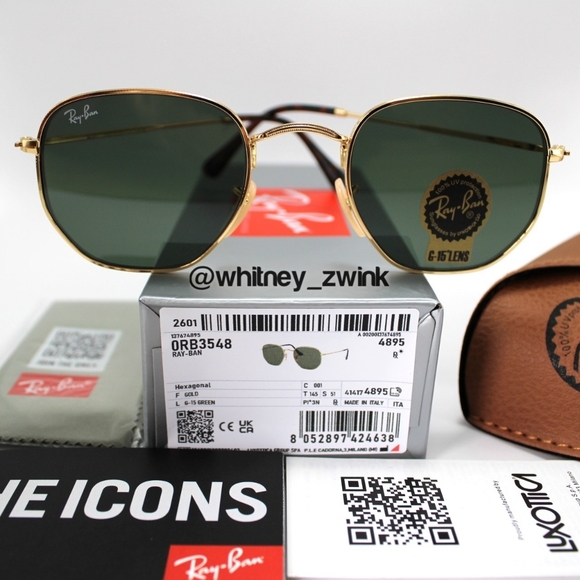 Model Display RayBan Hexagonal Green Lens RB3548N 51 G15 main image 11